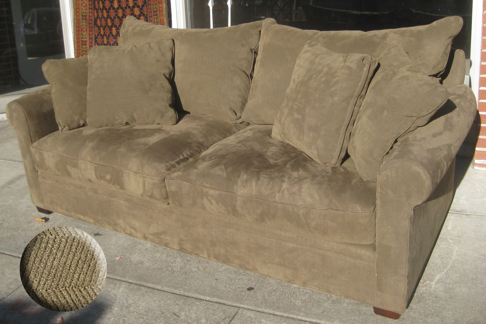 UHURU FURNITURE & COLLECTIBLES SOLD Brown Herringbone Sofa 350