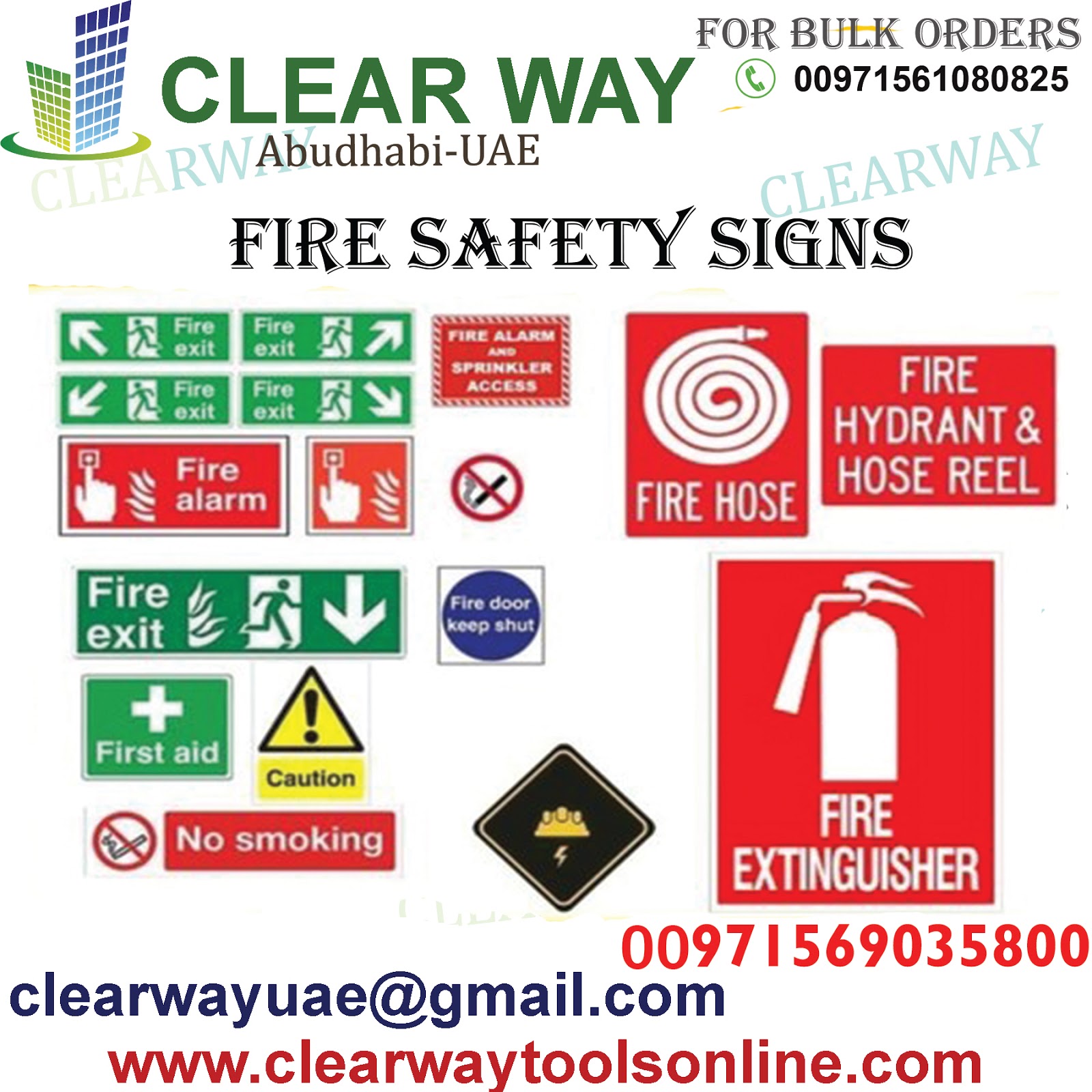 CLEARWAY FIRE SAFETY SIGNS DEALER IN MUSSAFAH , ABUDHABI ,UAE