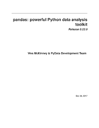 Pandas: Powerful Python Data Analysis Toolkit Ebook Pdf