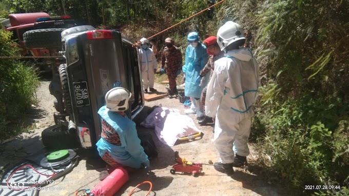 Pemandu 4WD maut tersepit selepas terbabas di Kampung Kologon, Ranau