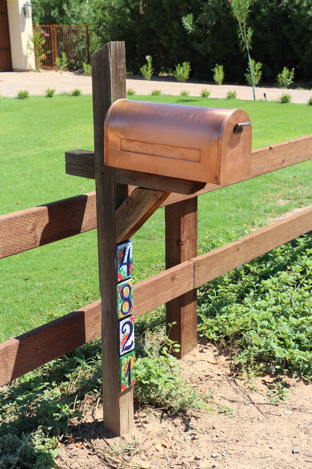 copper mailbox, talavera house numbers, talavera tile mailbox, mailbox ideas
