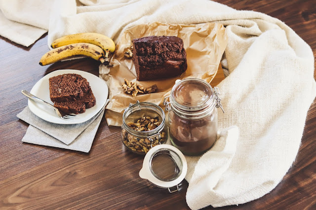 Frühstückskuchen Rezept, Schokoladenkuchen, Banane, healthy, gesund, Dinkel, von Miss Paperback