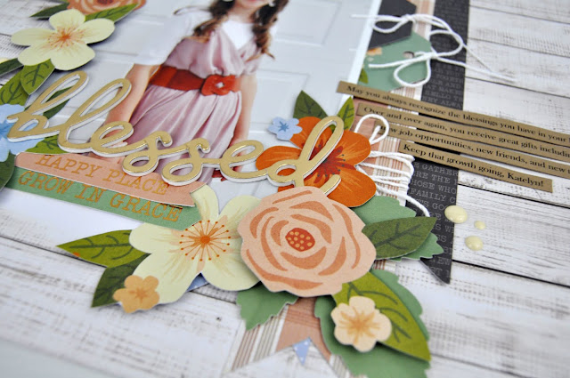 "Blessed" scrapbooking layout featuring the "Americana" paper pad from JoAnn. You can find the paper pad here: https://www.joann.com/park-lane-paperie-12x12-printed-cardstock-collection-pad-americana/16581746.html#q=park%2Blane%2Bpaper%2Bstack&start=1