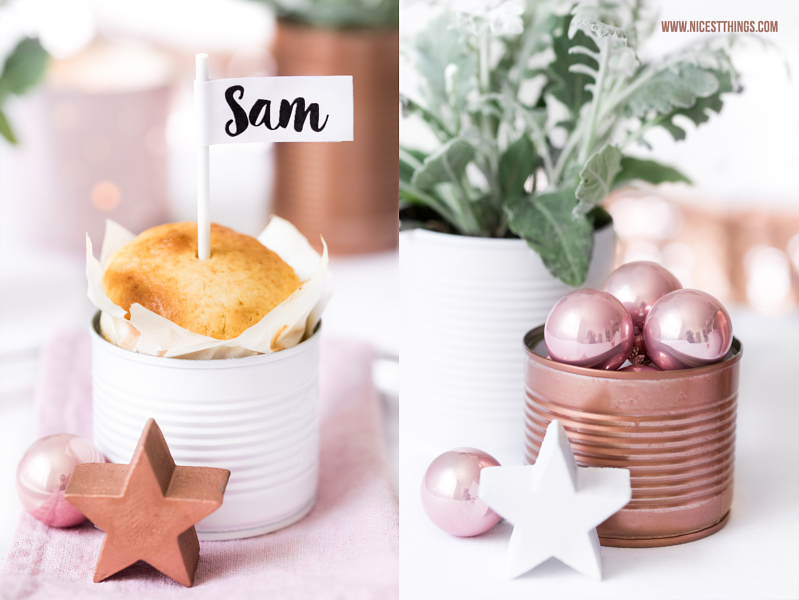 Tischdeko Weihnachten Diy Dosen Windlicht In Weiss Rosa Kupfer