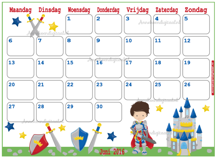 Ontvangende machine Hijsen Uitputting Blog over Feestelijke Traktaties, Printables, Sweet Tables en Taart!: Juni  2016 Maandkalender