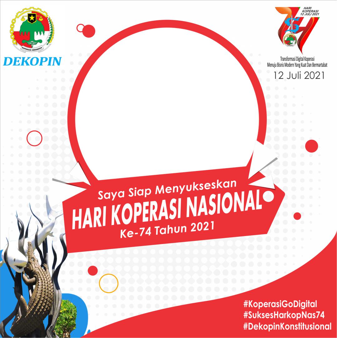 Background Bingkai Foto Twibbon Ucapan Selamat Hari Koperasi Nasional ke-74 Tahun 2021