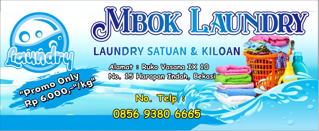 Spanduk Banner Mbok Laundry Format CDR Vector Gratis