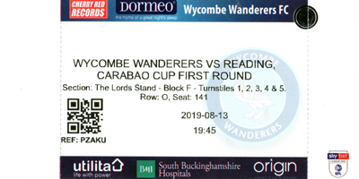 Wycombe Wanderers ticket from the 2019/20 season