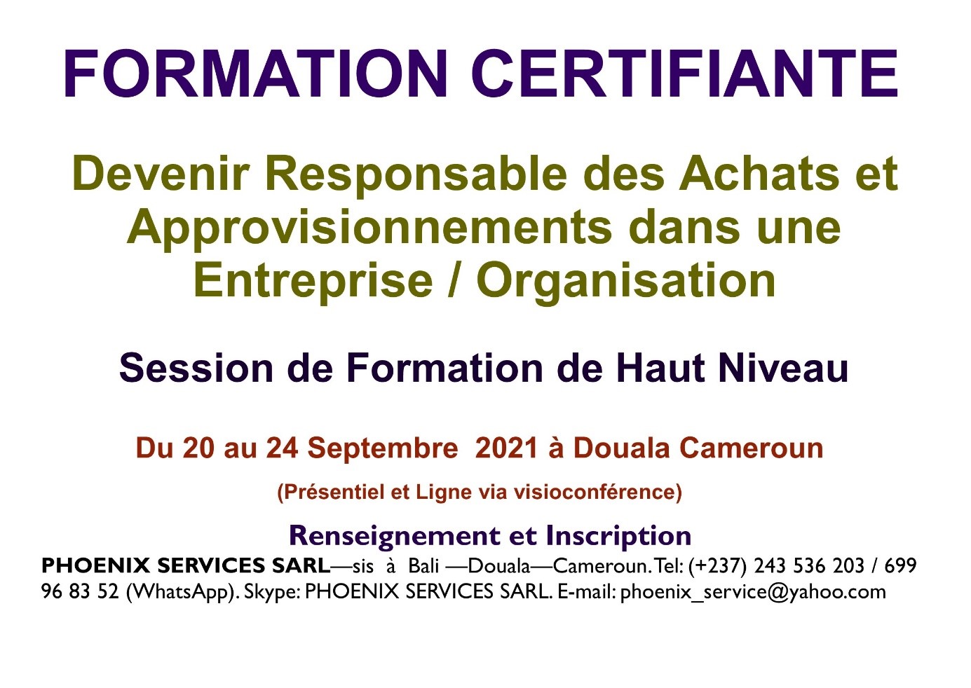 Formation Certifiante: Devenir Responsable des Achats et Approvisionnements dans une Entreprise / Organisation