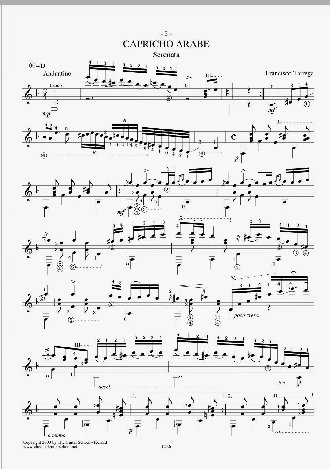 capricho arabe guitar