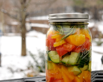 Winter Tomato Salad (Quick Pickled Vegetables) ♥ AVeggieVenture.com, winter tomatoes worth eating! Very Weight Watchers Friendly. Vegan. Quick. Great for Meal Prep. Naturally Gluten Free.