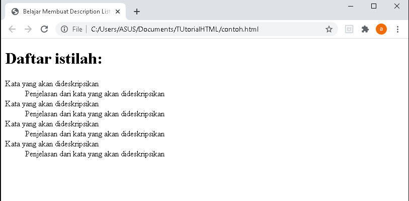 membuat description list dengan html membuat description list