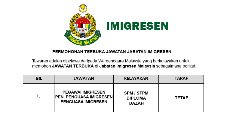 Permohonan imigresen lepasan spm