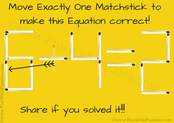 Kids Matchstick Math Puzzle: A Simple Equation Challenge and Answer