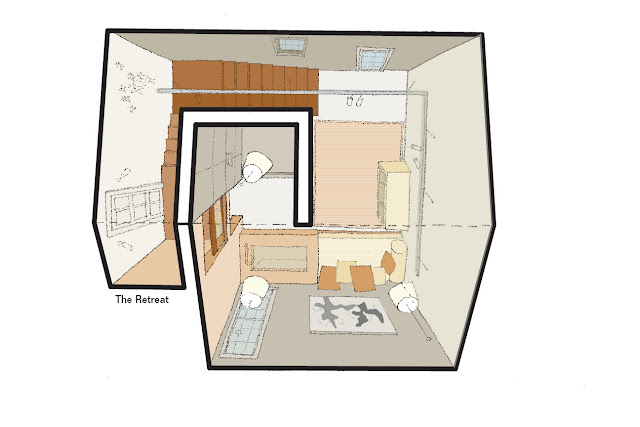 Plan view of the sustainable home spa designed by Washington, DC architecture and interior design firm Studio Santalla