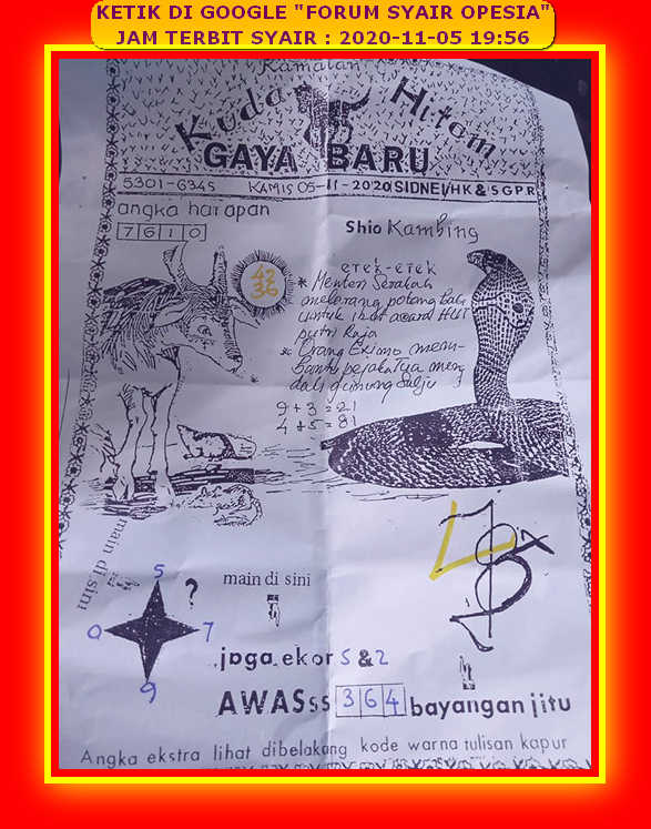 1 New Message) Kode Syair Hongkong 5 November 2020 - Forum Syair Togel  Hongkong Singapura Sydney