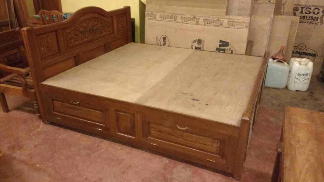 teak wood cot with storage