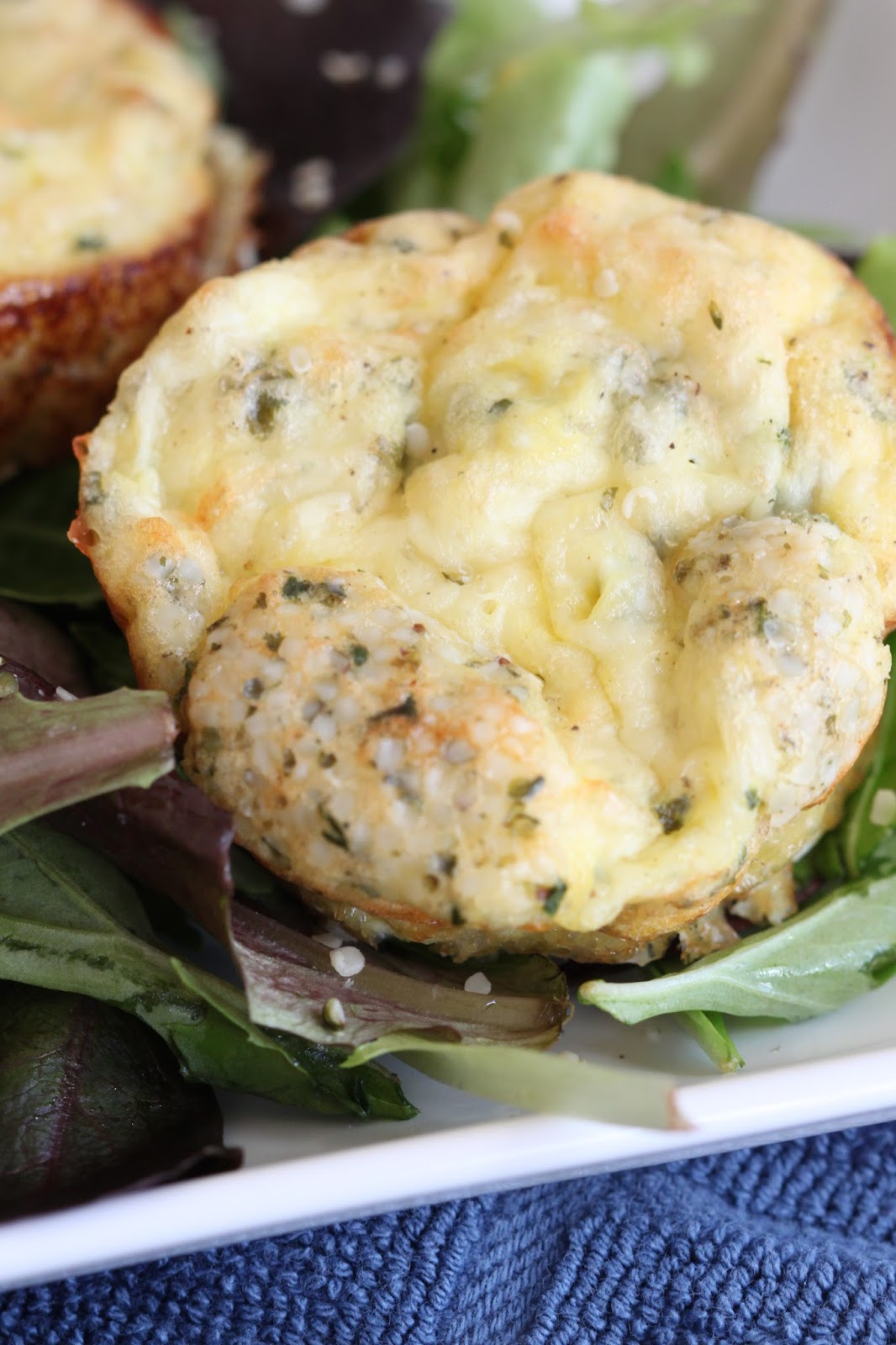 Herbed Egg Muffins on Mixed Greens (freshtastyvalentines)