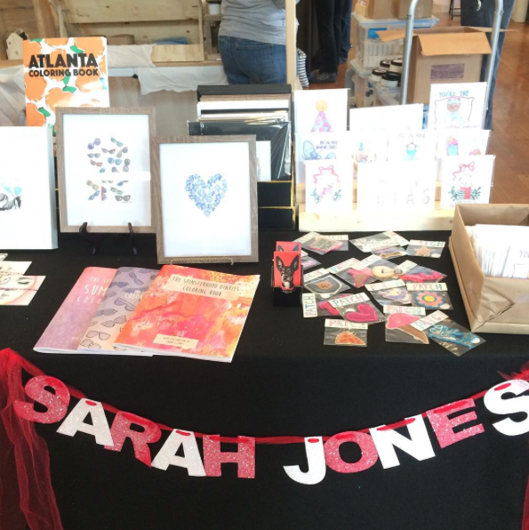 Atlanta-coloring-book, saran-j-jones-art, cute-craft-fair-table