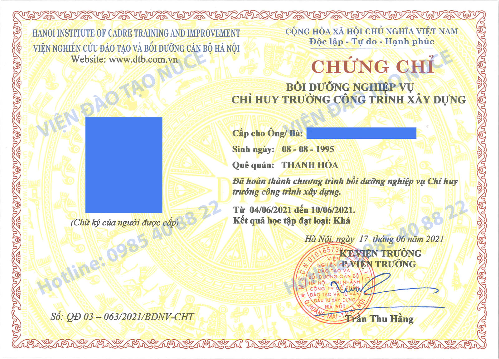 Chứng chỉ bồi dưỡng Chỉ huy trưởng công trình XD (Thủ tục năm 2023)