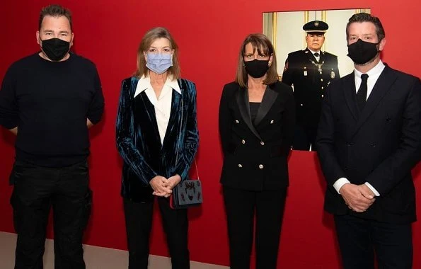 Princess Caroline of Hanover visited the exhibition Monaco Portraits Films by Charles Freger at Salle d’Exposition du Quai Antoine Ier
