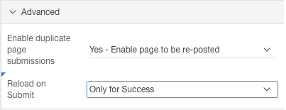 Screenshot showing the new Reload on Submit page level attribute in APEX 5.1