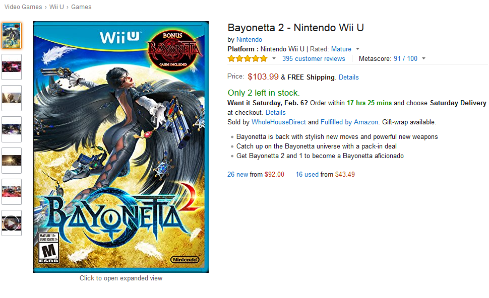  Bayonetta 2 (Single Disc) - Wii U : Nintendo of America: Video  Games