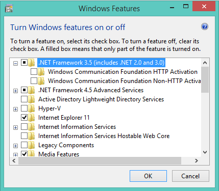installing .net framework 3.5 on windows 8