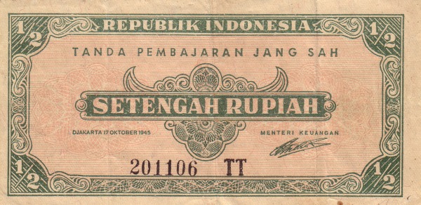 setengah rupiah 1945 depan