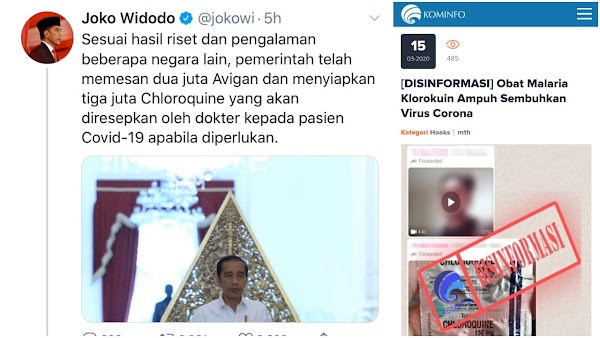 Kominfo Sebut Klorokuin Belum Terbukti Sembuhkan Corona, Iwan Sumule: Jokowi Sebar Hoax Dong?