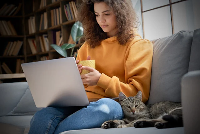 Teenager with cat