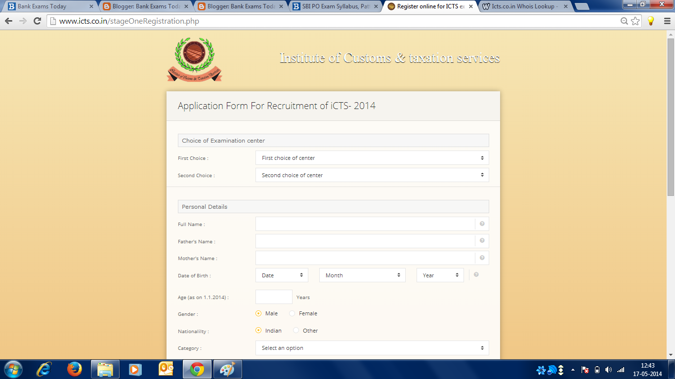 ICTS application form