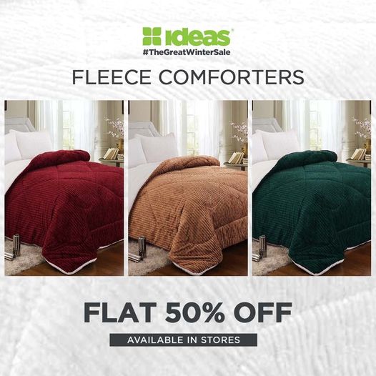 IDEAS By Gul Ahmed Flat 50 OFF On Fleece Comforters