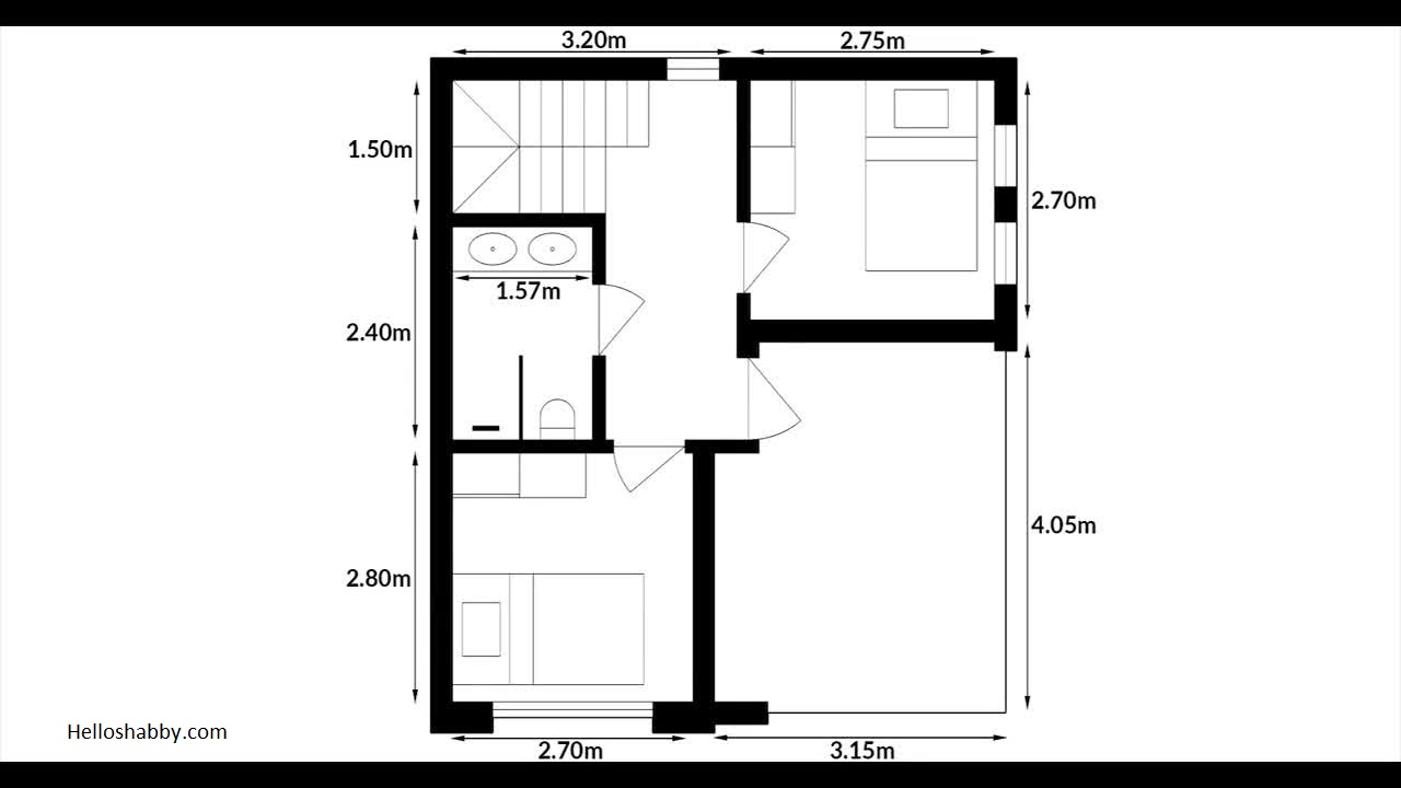 Denah Rumah Ukuran 6x7 2 Kamar - Modern Minimalis