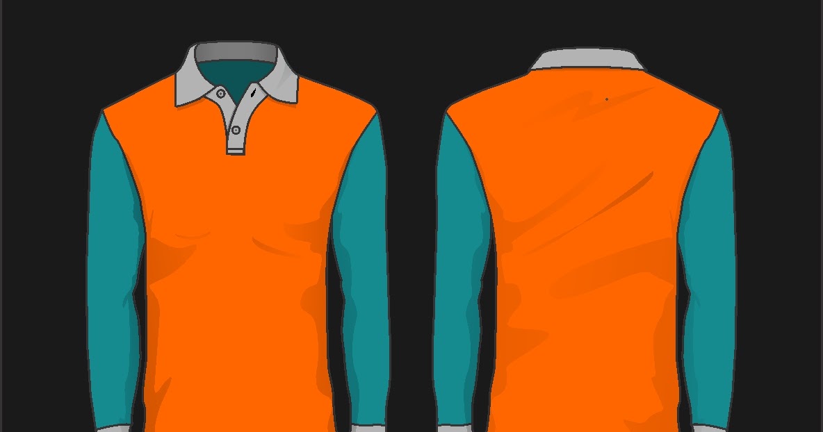 Mockup Baju  Polo  Panjang Lengan Warna Orange Hijau Tosca 