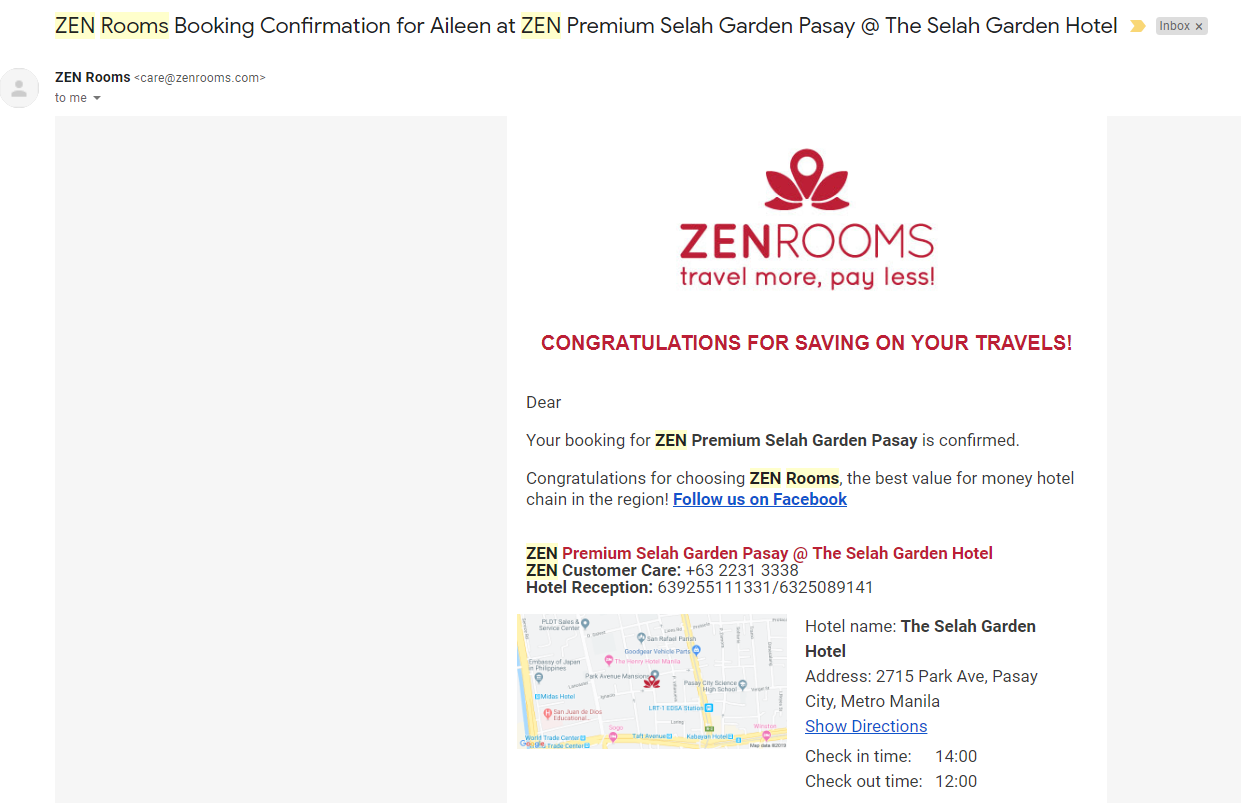 ZEN Rooms: The Selah Garden Hotel - Pasay; Zenrooms voucher