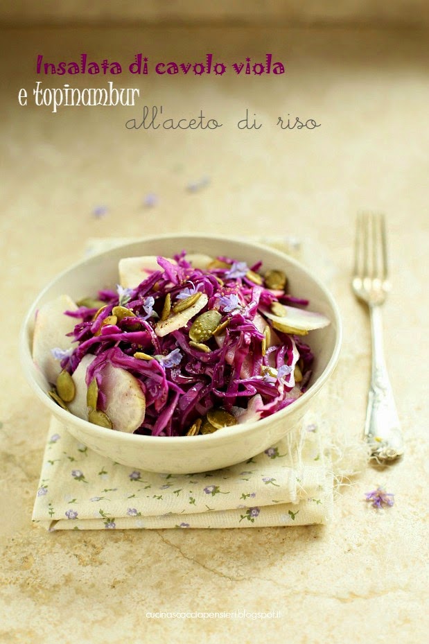 insalata di cavolo viola e topinambur all' aceto di riso