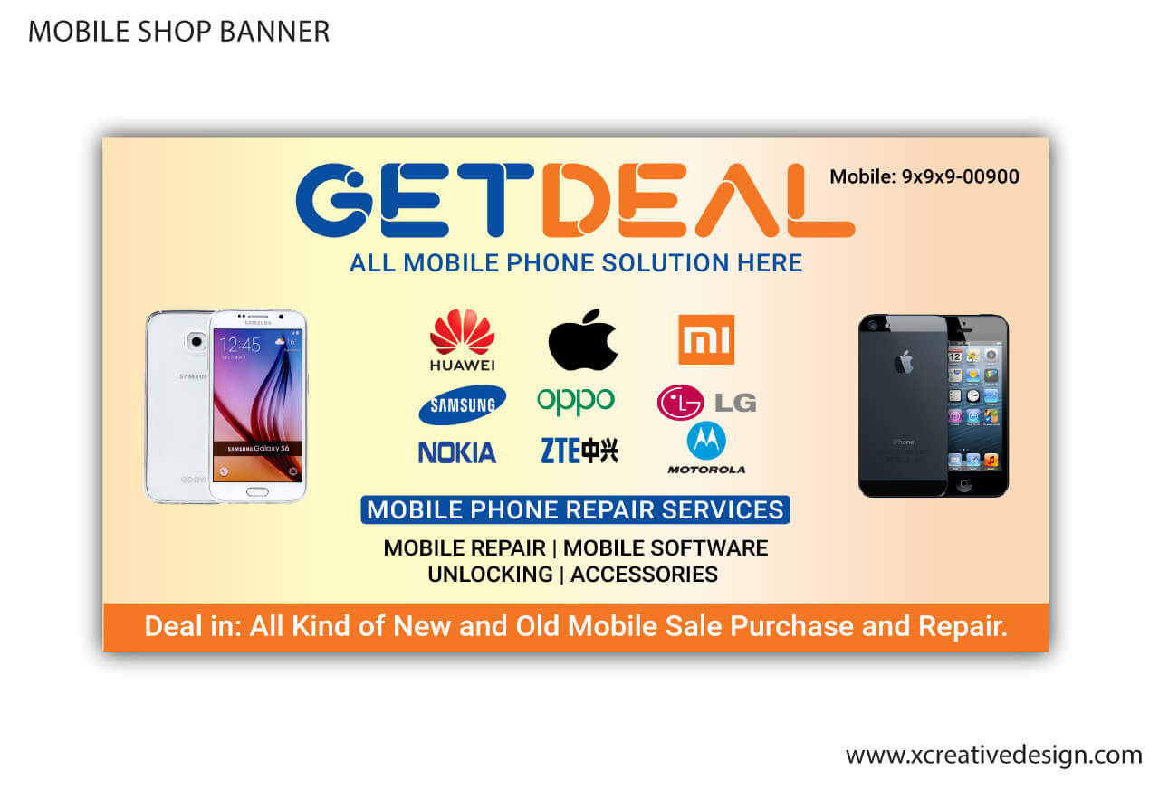 Download Mobile Shop Banner Design Template in Cdr - Vector