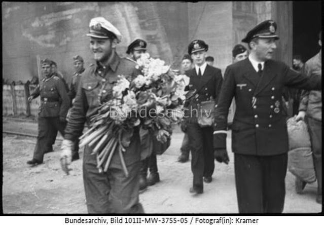 U-Boat commander Erich Topp returns from a patrol on 27 April 1942 worldwartwo.filminspector.com