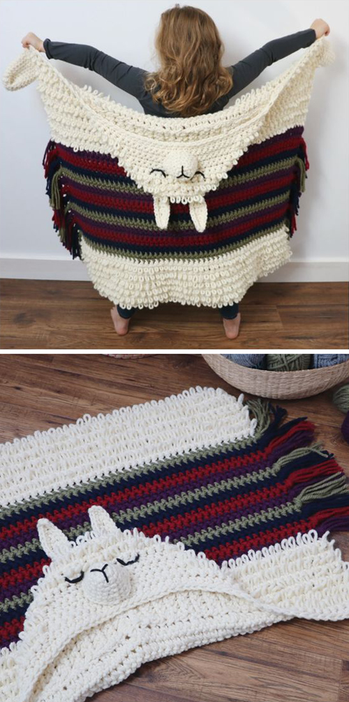 Beautiful Skills Crochet Knitting Quilting Alpaca my Llama Blanket