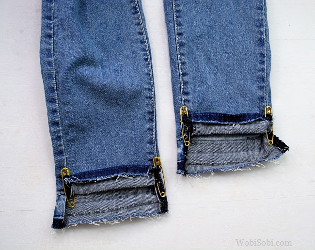 WobiSobi: Edgy, Safety Pin Cuff Jeans: DIY.