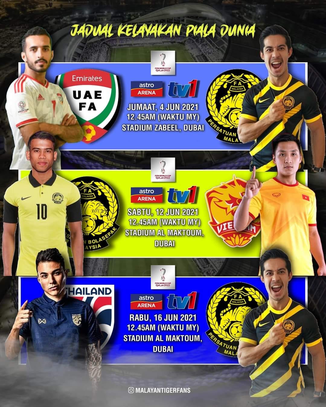 Malaysia 2021 bola jadual Jadwal Siaran