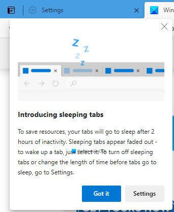 Pestañas para dormir en Edge