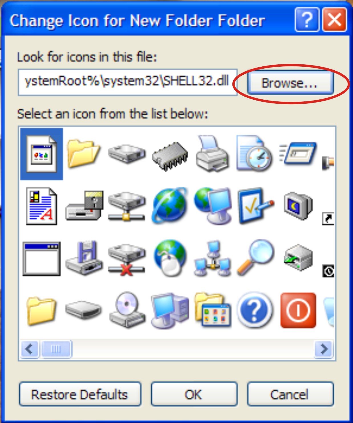 Ярлыки для папок Windows XP