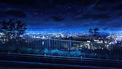 anime sky night stars buildings scenery 4k cityscape scenic bokeh wallpapers desktop 2599 stadsbild natt water building landscape wallpapermaiden konachan