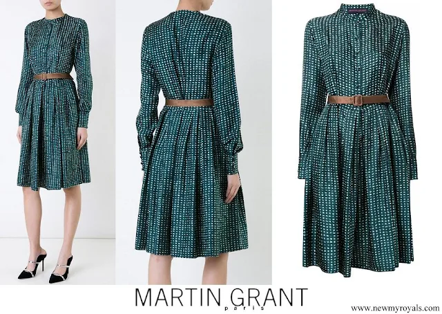 Crown Princess Mary wore Martin Grant Blue Printed Buttoned Dress