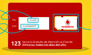 Códigos PIN y PUK en tarjeta Vodafone