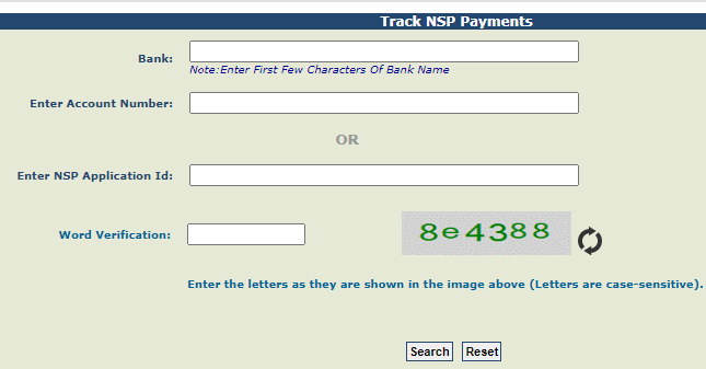 how to check nsp scholarship form status