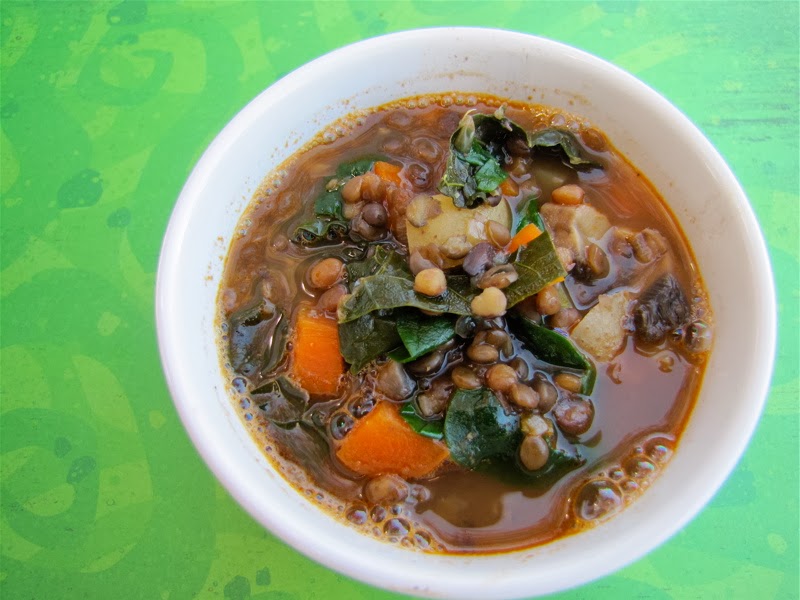 Albion Cooks Quick Lentil Soup with Greens, Mushrooms & Root Vegetables