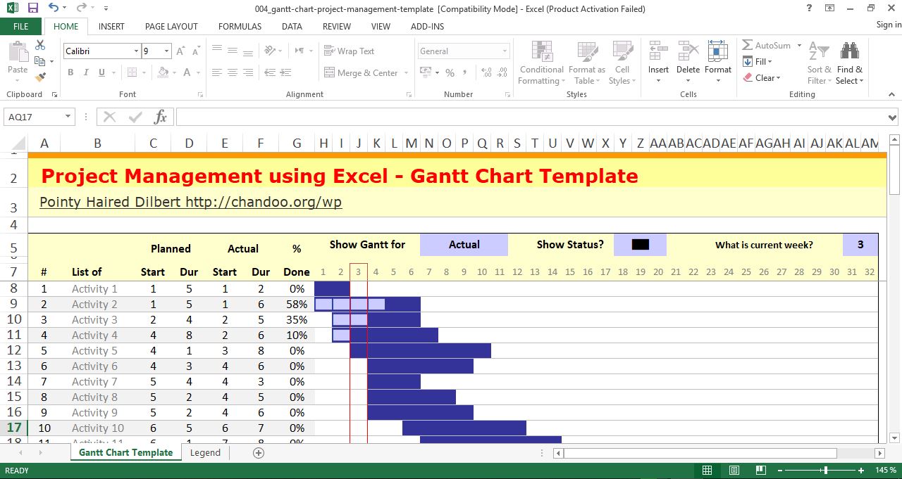 Gantt chart project management template